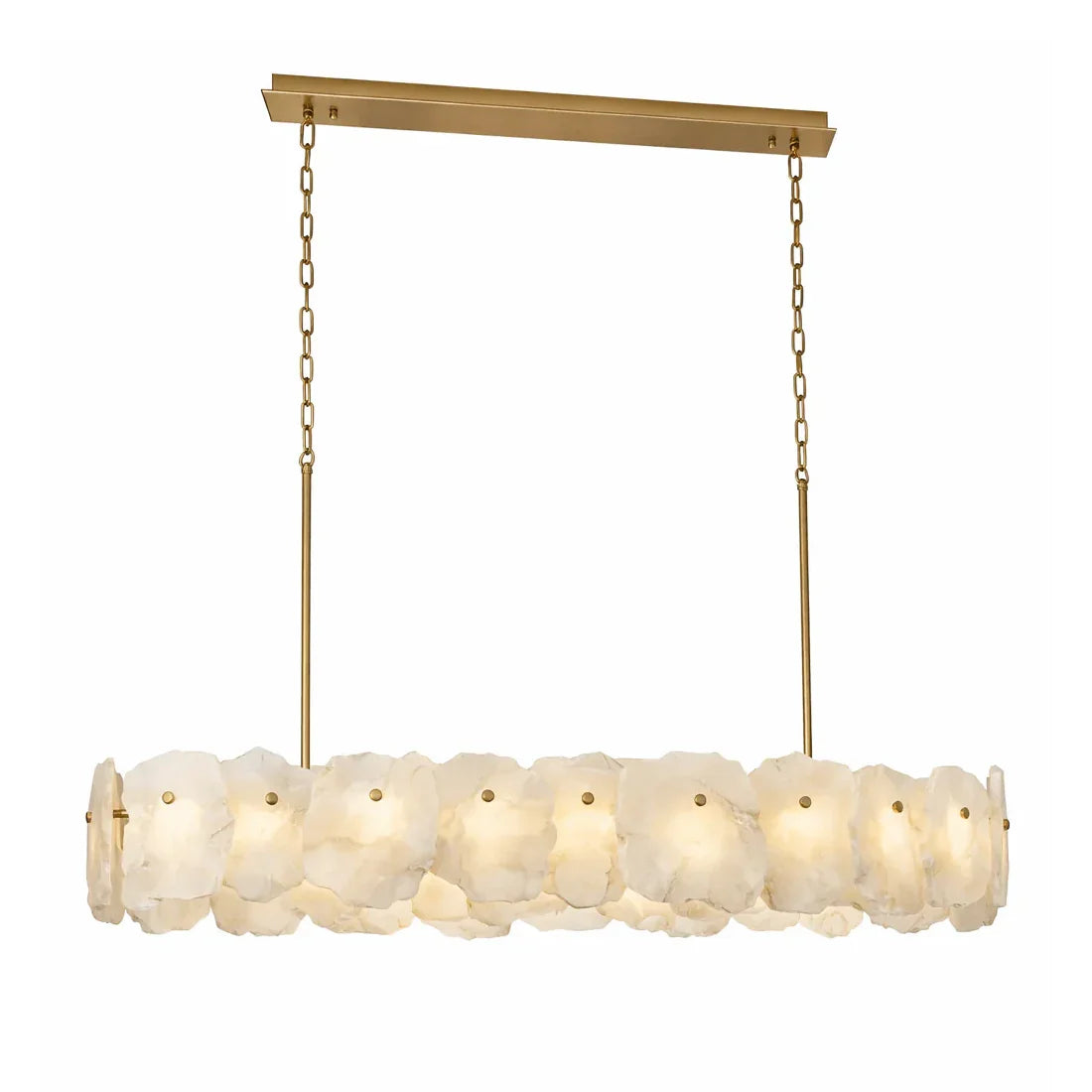 Tiered Alabaster Chandelier - Studio White Background Linear Rectangular Island Fixture | HoaiLamp