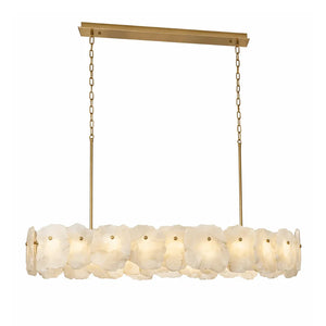 Tiered Alabaster Chandelier - Studio White Background Linear Rectangular Island Fixture | HoaiLamp