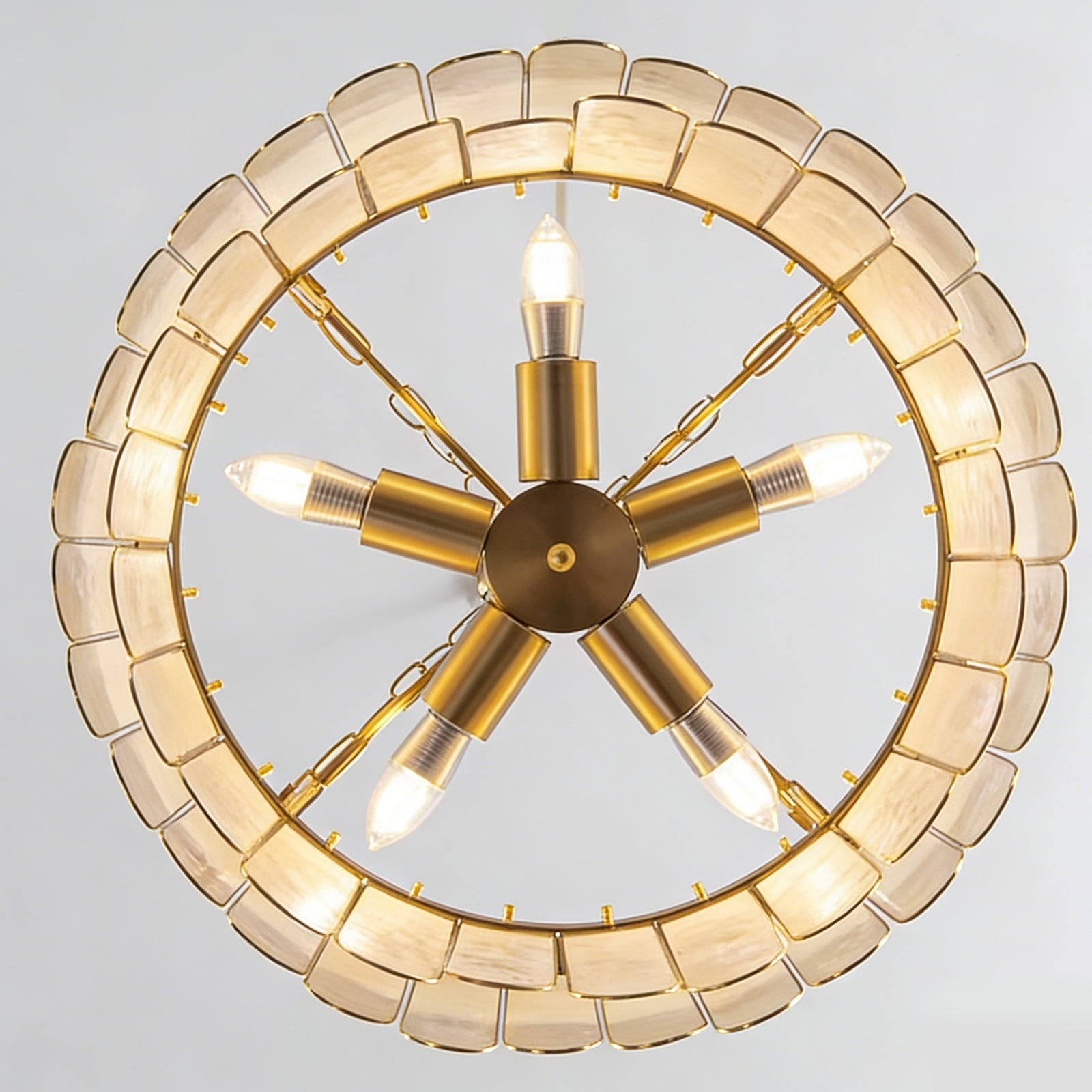 Tiered Capiz Wavecrest Chandelier - Five-light Pentagram Array | HoaiLamp