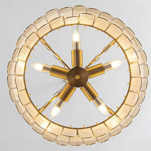 Tiered Capiz Wavecrest Chandelier - Five-light Pentagram Array | HoaiLamp