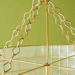 Tiered Capiz Wavecrest Chandelier - Golden Chain Support
