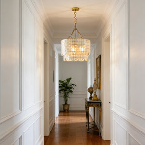Tiered Capiz Wavecrest Chandelier - Modern Classic Corridor | HoaiLamp