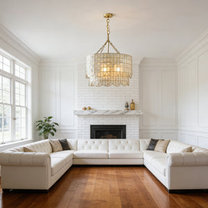 Tiered Capiz Wavecrest Chandelier - Grand Living Room Statement | HoaiLamp