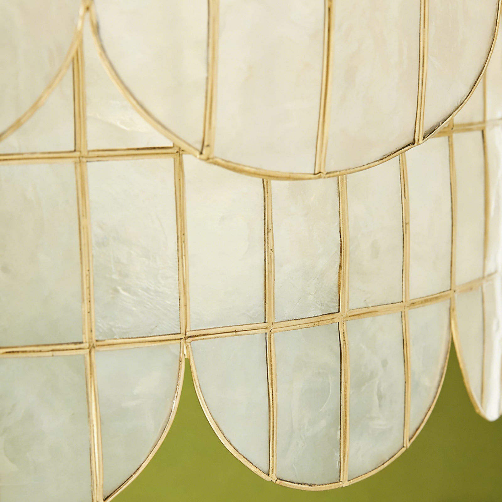 Tiered Capiz Wavecrest Chandelier- Natural Capiz Texture