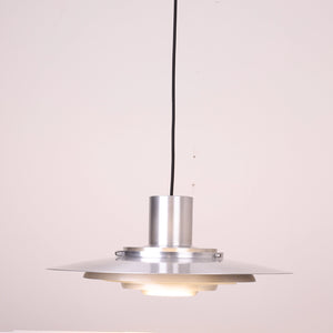 Tiered Dish-Shaped Disc Pendant - Brushed Nickel Warm Glow Ambience | HoaiLamp