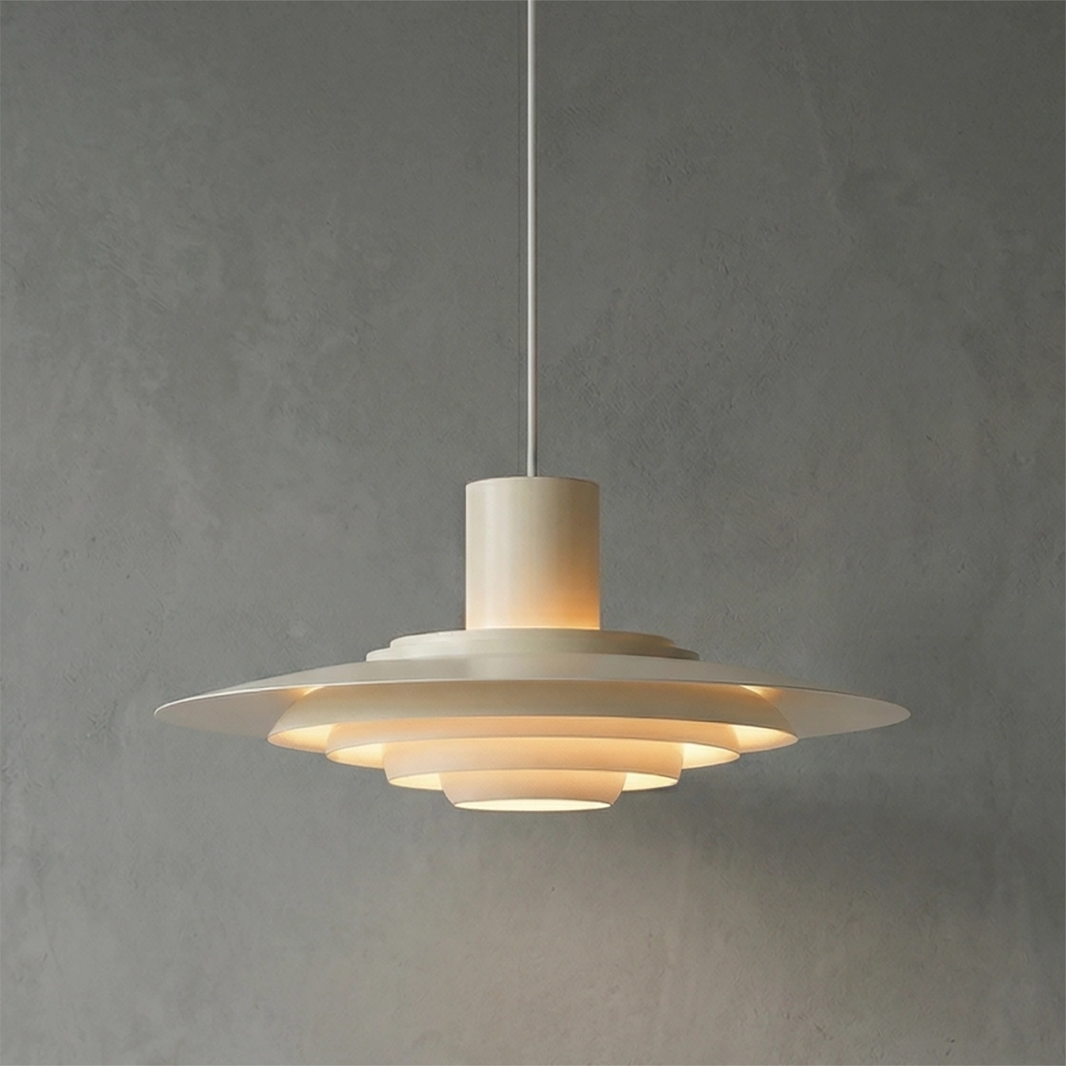 Tiered Dish-Shaped Disc Pendant - Cream Beige Scandinavian Cozy Glow | HoaiLamp