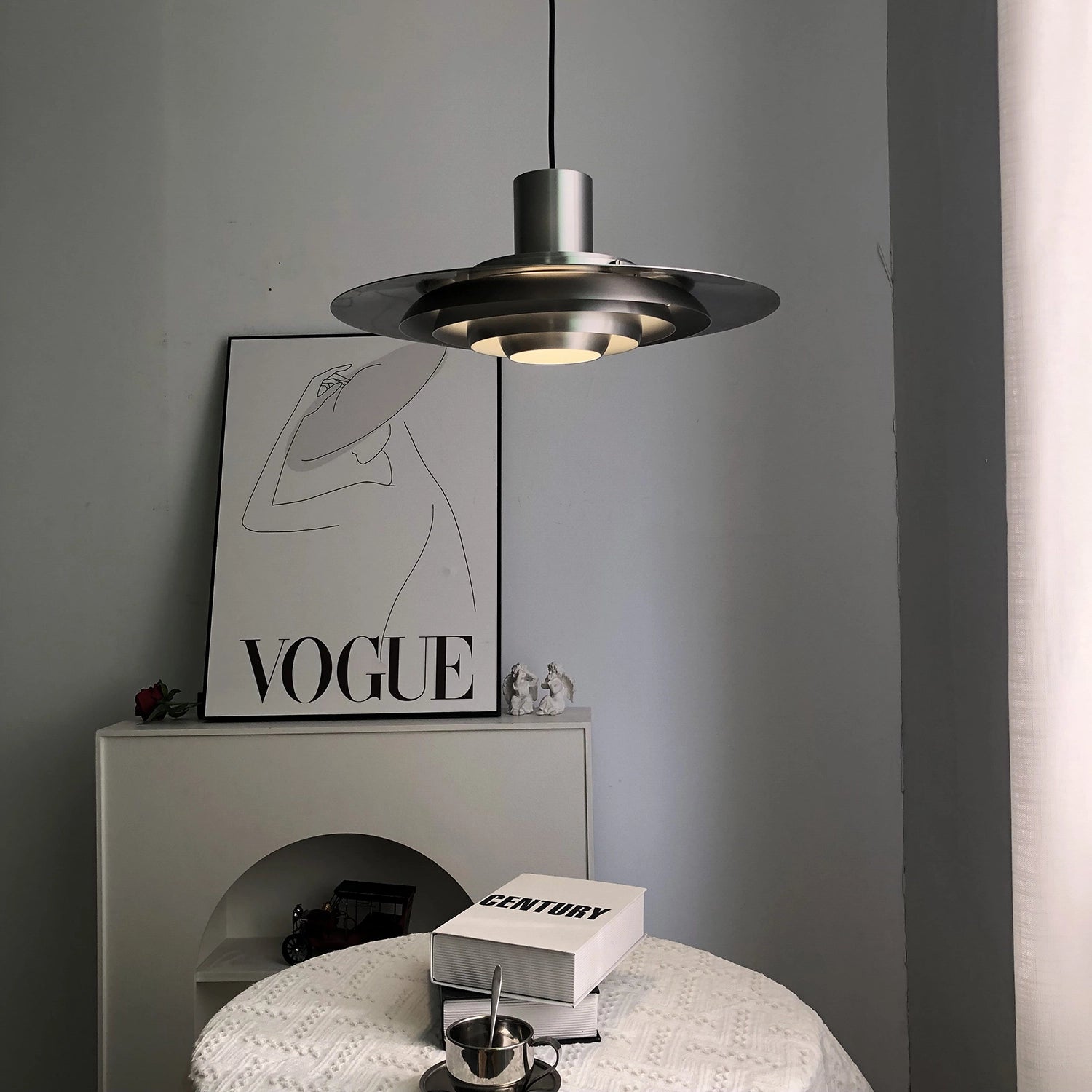 Tiered Dish-Shaped Disc Pendant - Industrial Chrome Loft Style Scene | HoaiLamp