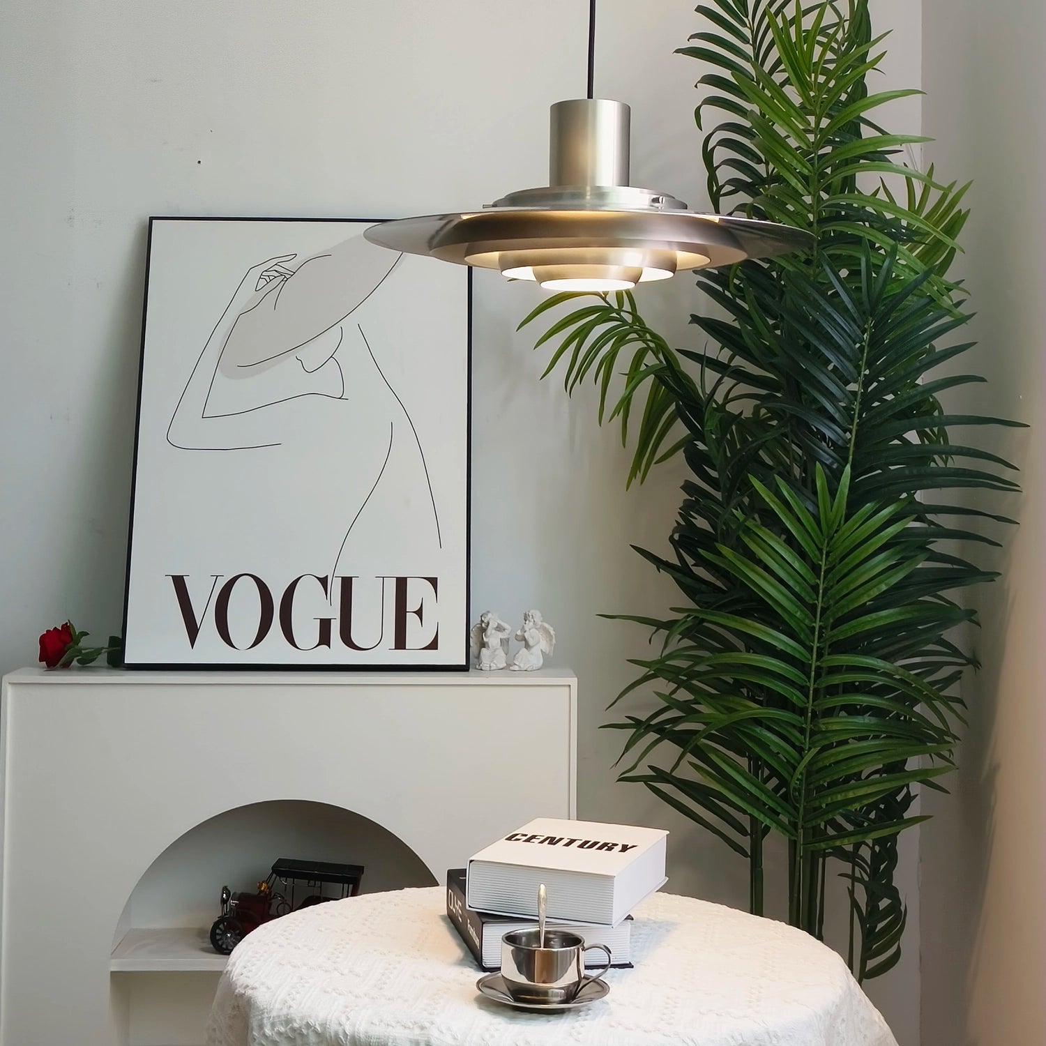 Tiered Dish-Shaped Disc Pendant Light - Chrome Plating Retro Cafe Corner Ambience | HoaiLamp