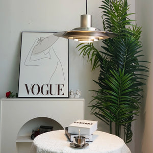 Tiered Dish-Shaped Disc Pendant Light - Chrome Plating Retro Cafe Corner Ambience | HoaiLamp