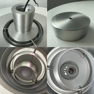 Tiered Dish-Shaped Disc Pendant - Brushed Steel Hardware & Internal Structure | HoaiLamp