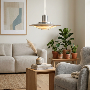 Tiered Dish-Shaped Disc Pendant Light - Scandi Natural Oak Living Room Accent Lamp
 | HoaiLamp