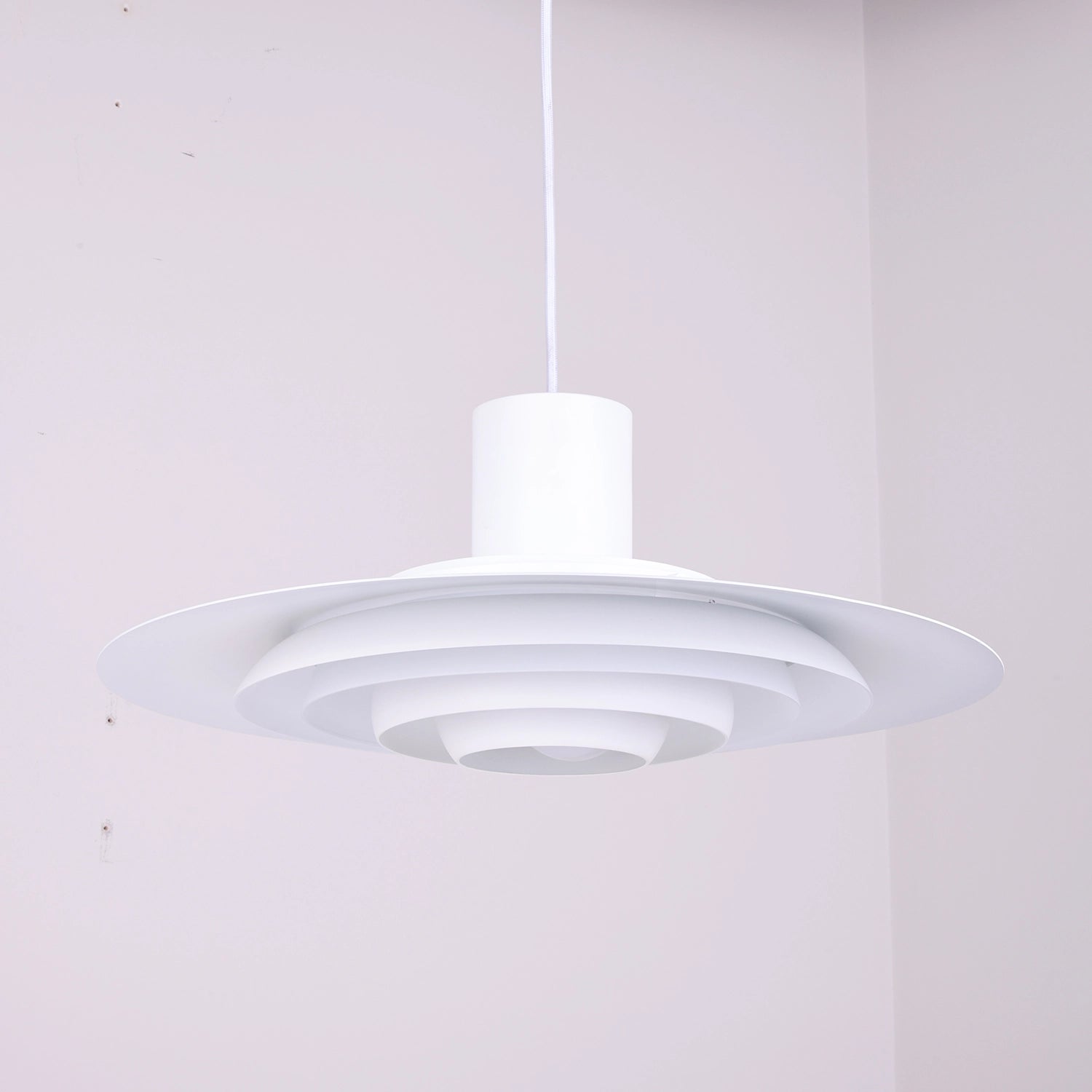 Tiered Dish-Shaped Disc Pendant - Arctic White Tiered Layering Detail | HoaiLamp