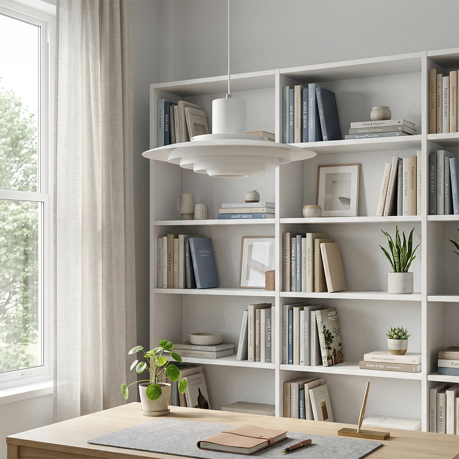 Tiered Dish-Shaped Disc Pendant Light - Nordic Minimalist Study Home Office Task Light | HoaiLamp