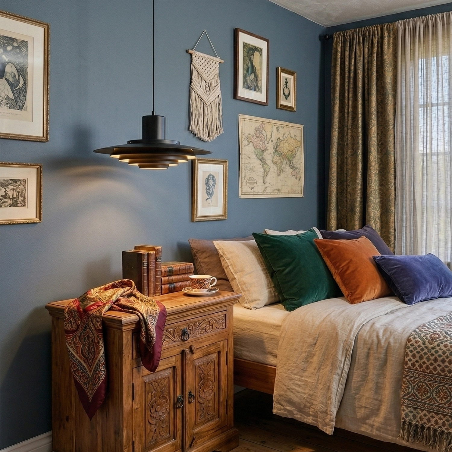 Tiered Dish-Shaped Disc Pendant Light - Midnight Black Art Deco Style Statement Light
 | HoaiLamp