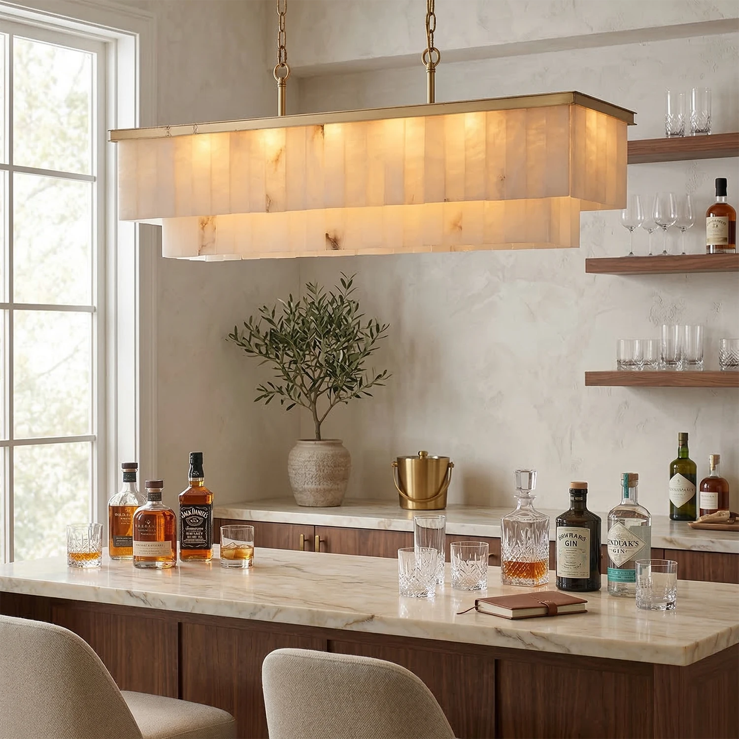 Tiered Natural Alabaster Chandelier