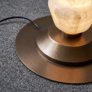 Totem Stacked Alabaster Floor Lamp - Heavy Duty Brushed Bronze Disc Base | HoaiLamp