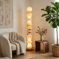 Totem Stacked Alabaster Floor Lamp - Organic Modern Boucle Chair Living Room | HoaiLamp