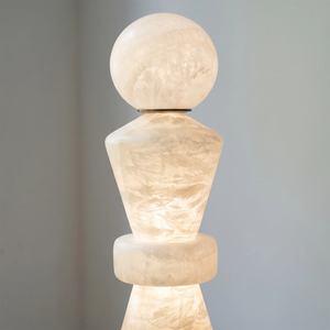 Totem Stacked Alabaster Floor Lamp - Translucent Spanish Stone Orb Texture | HoaiLamp
