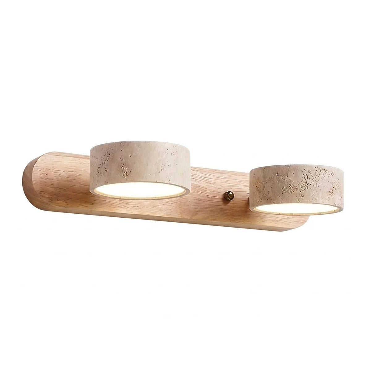 Travertine Duo Wood Wall Light - Light Oak Travertine 2 Light Illuminated Glow | HoaiLamp