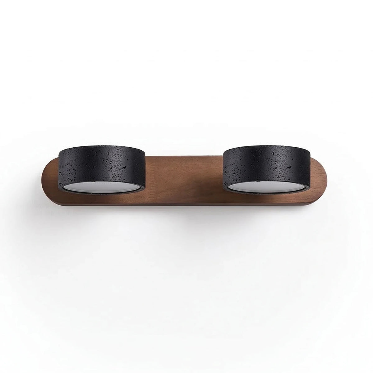 Travertine Duo Wood Wall Light - Black Travertine 2 Light Illuminated Glow | HoaiLamp