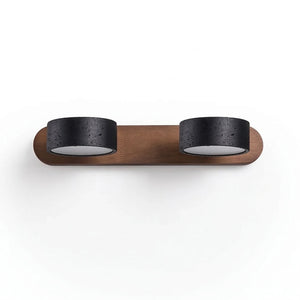 Travertine Duo Wood Wall Light - Black Travertine 2 Light Illuminated Glow | HoaiLamp
