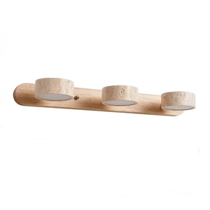 Travertine Duo Wood Wall Light - Light Oak Travertine 3 Light Illuminated Glow | HoaiLamp