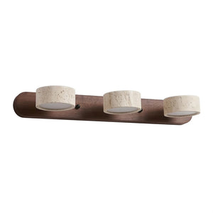 Travertine Duo Wood Wall Light - Walnut Travertine 3 Light Illuminated Glow | HoaiLamp
