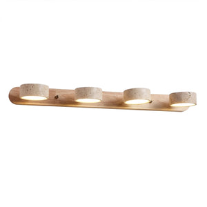 Travertine Duo Wood Wall Light - Light Oak Travertine 4 Light Illuminated Glow | HoaiLamp