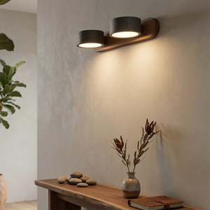 Travertine Duo Wood Wall Light - Dark Walnut Black 2 Light Entryway Console Accent | HoaiLamp