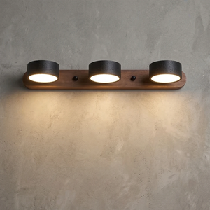 Travertine Duo Wood Wall Light - Dark Walnut Black 3 Light Illuminated Glow | HoaiLamp