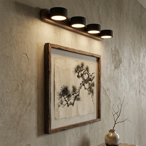 Travertine Duo Wood Wall Light - Dark Walnut Black 4 Light Artwork Gallery Wall | HoaiLamp