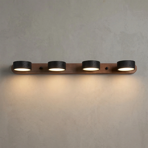 Travertine Duo Wood Wall Light - Dark Walnut Black 4 Light Illuminated Glow | HoaiLamp