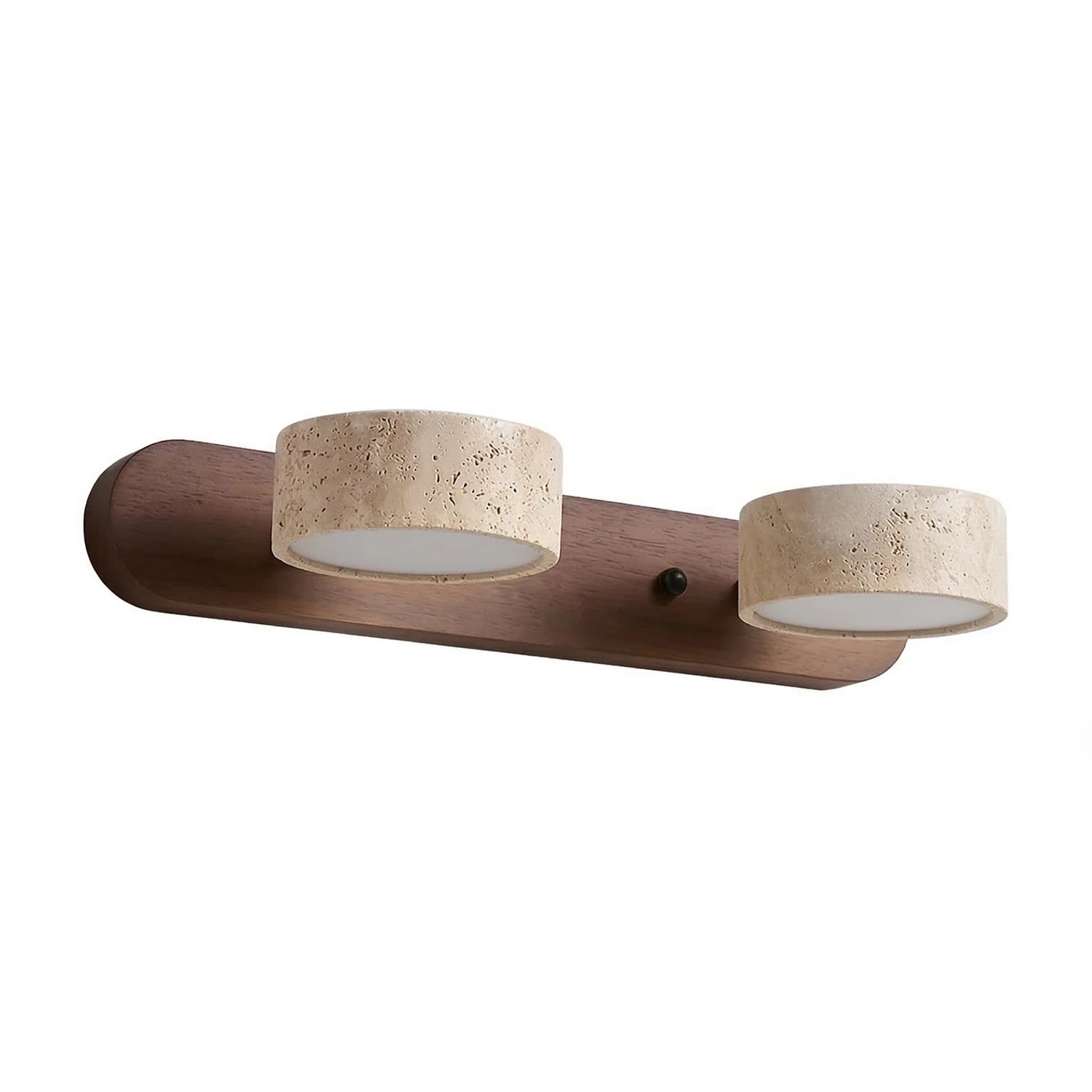 Travertine Duo Wood Wall Light - Dark Walnut Travertine 2 Light White Background | HoaiLamp