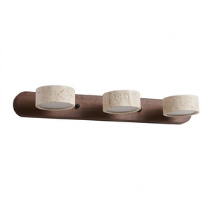 Travertine Duo Wood Wall Light - Dark Walnut Travertine 3 Light White Background | HoaiLamp