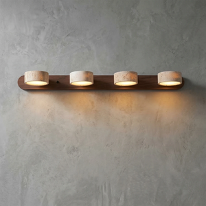Travertine Duo Wood Wall Light - Dark Walnut Travertine 4 Light Illuminated Glow | HoaiLamp