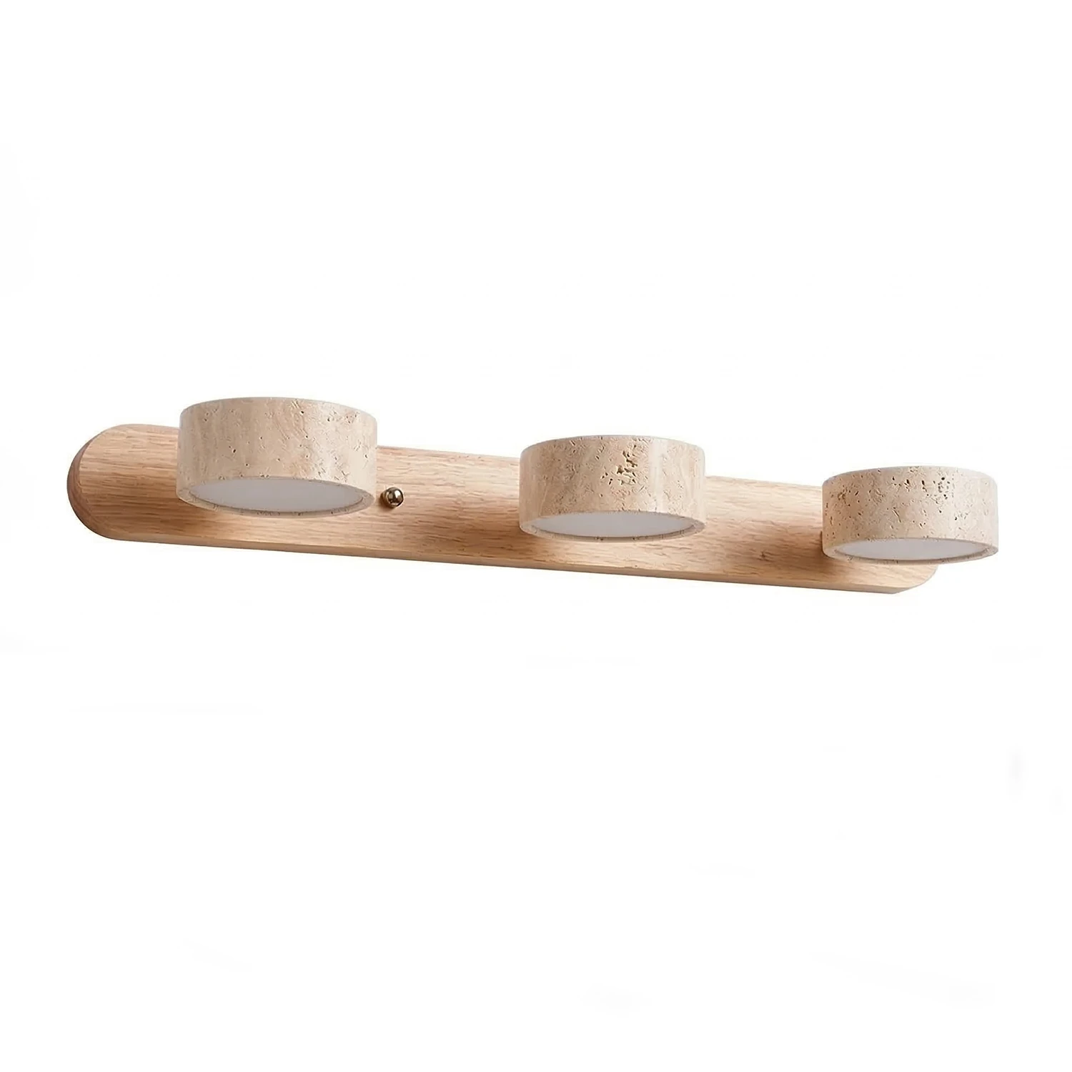 Travertine Duo Wood Wall Light - Light Oak Travertine 3 Light Isolated Studio Product SKU | HoaiLamp