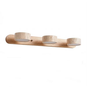 Travertine Duo Wood Wall Light - Light Oak Travertine 3 Light Isolated Studio Product SKU | HoaiLamp
