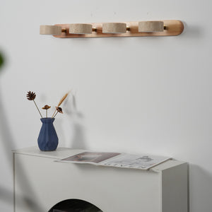 Travertine Duo Wood Wall Light - Light Oak Travertine 4 Light Horizontal Side Profile | HoaiLamp