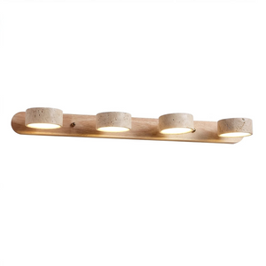 Travertine Duo Wood Wall Light - Light Oak Travertine 4 Light Isolated Studio Product SKU | HoaiLamp