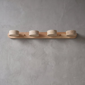 Travertine Duo Wood Wall Light - Light Oak Travertine 4 Light Illuminated Glow | HoaiLamp