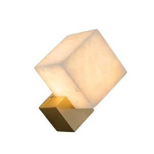 Vein Alabaster Cube Sconce - Studio White Background Profile | HoaiLamp