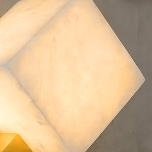Vein Alabaster Cube Sconce - Translucent Dimensional Stone Texture | HoaiLamp