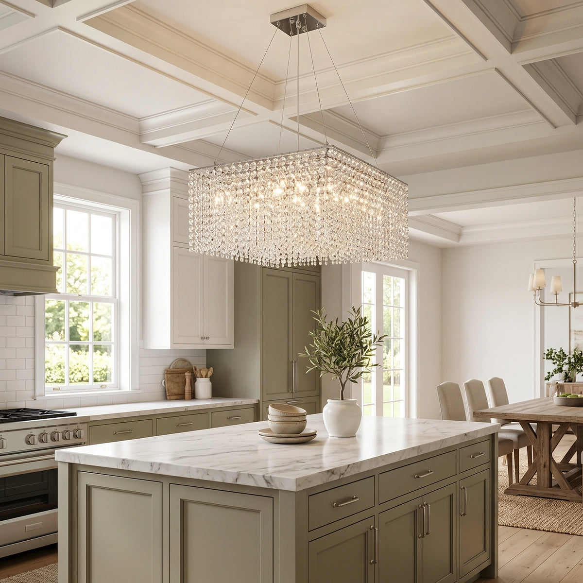 Veylin Square Crystal Cascade Chandelier - view 9 | Hoailamp