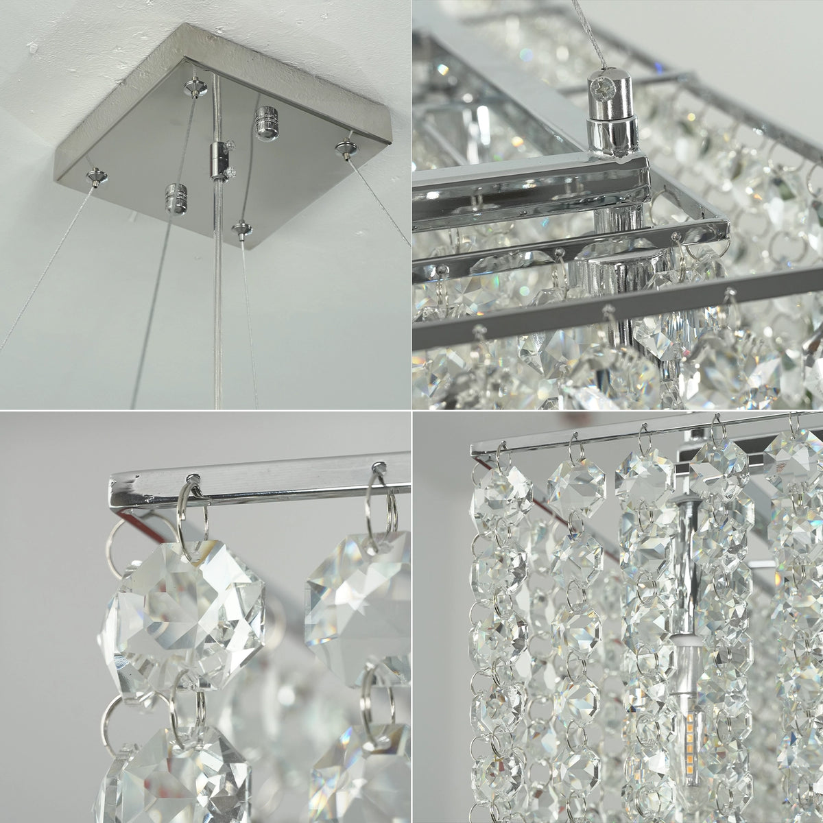 Veylin Square Crystal Cascade Chandelier - view 11 | Hoailamp