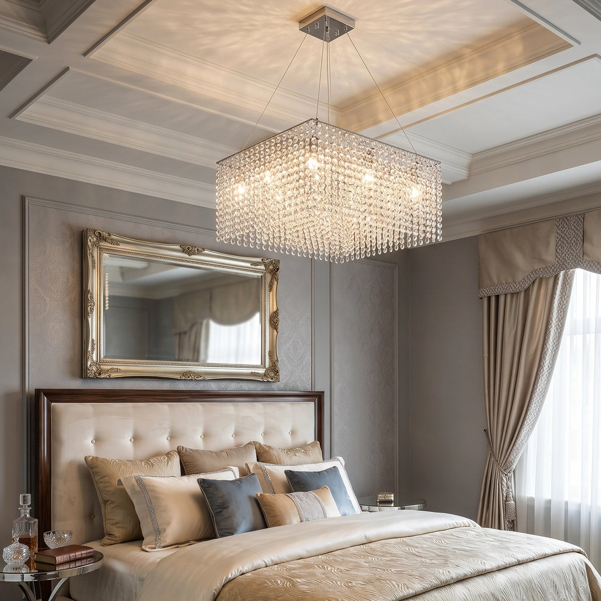 Veylin Square Crystal Cascade Chandelier - view 10 | Hoailamp