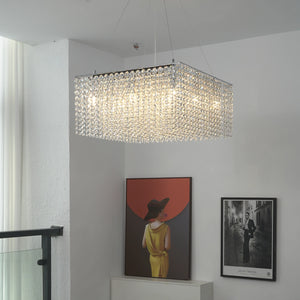 Veylin Square Crystal Cascade Chandelier - view 13 | Hoailamp