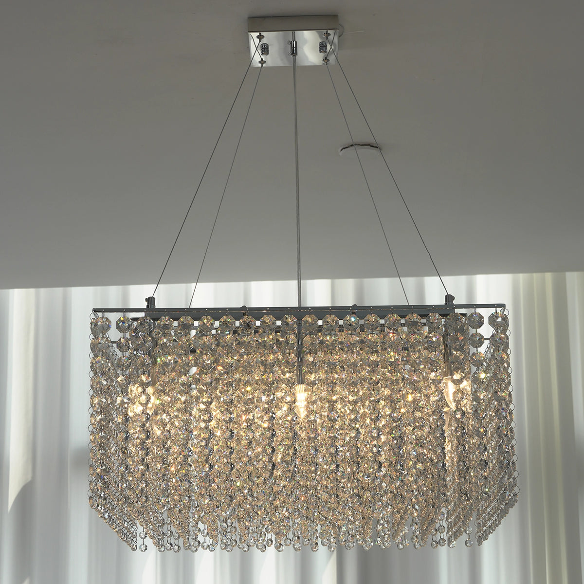 Veylin Square Crystal Cascade Chandelier - view 16 | Hoailamp