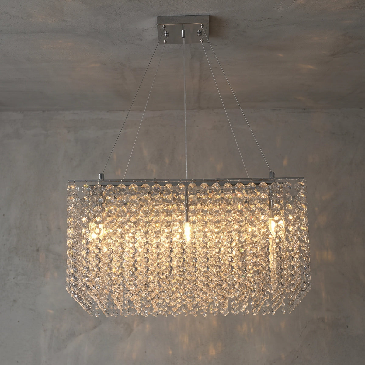 Veylin Square Crystal Cascade Chandelier - view 17 | Hoailamp