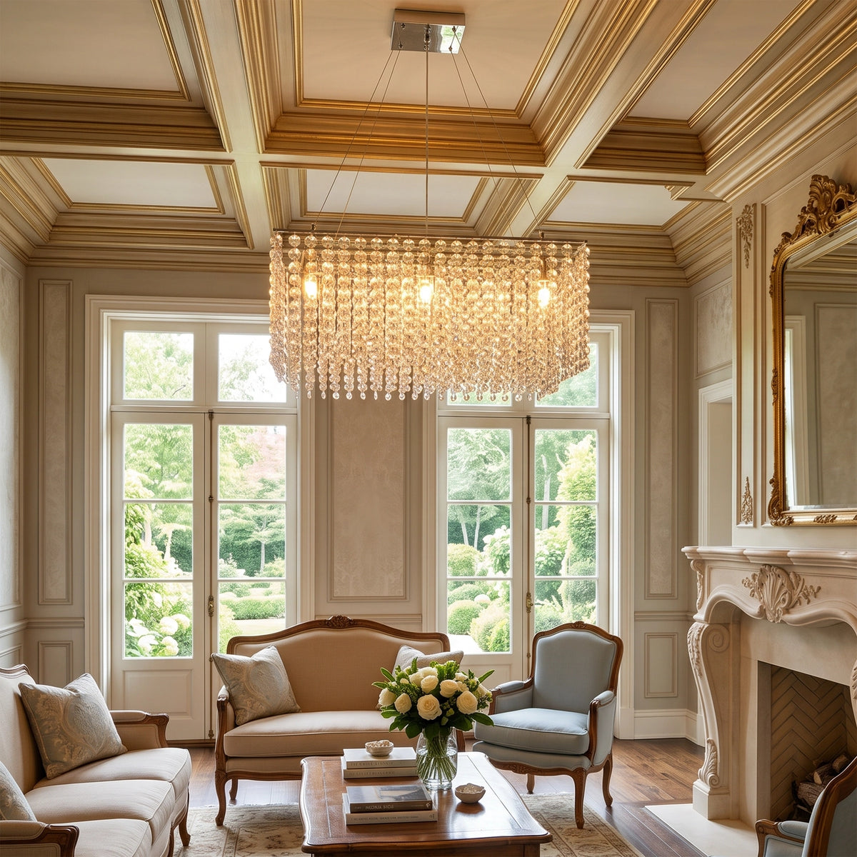 Veylin Square Crystal Cascade Chandelier - view 7 | Hoailamp