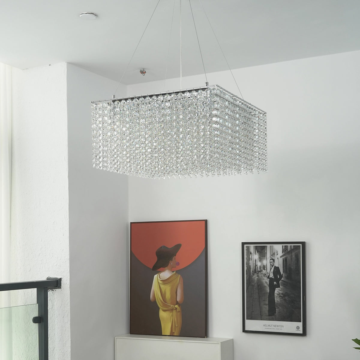 Veylin Square Crystal Cascade Chandelier - view 12 | Hoailamp